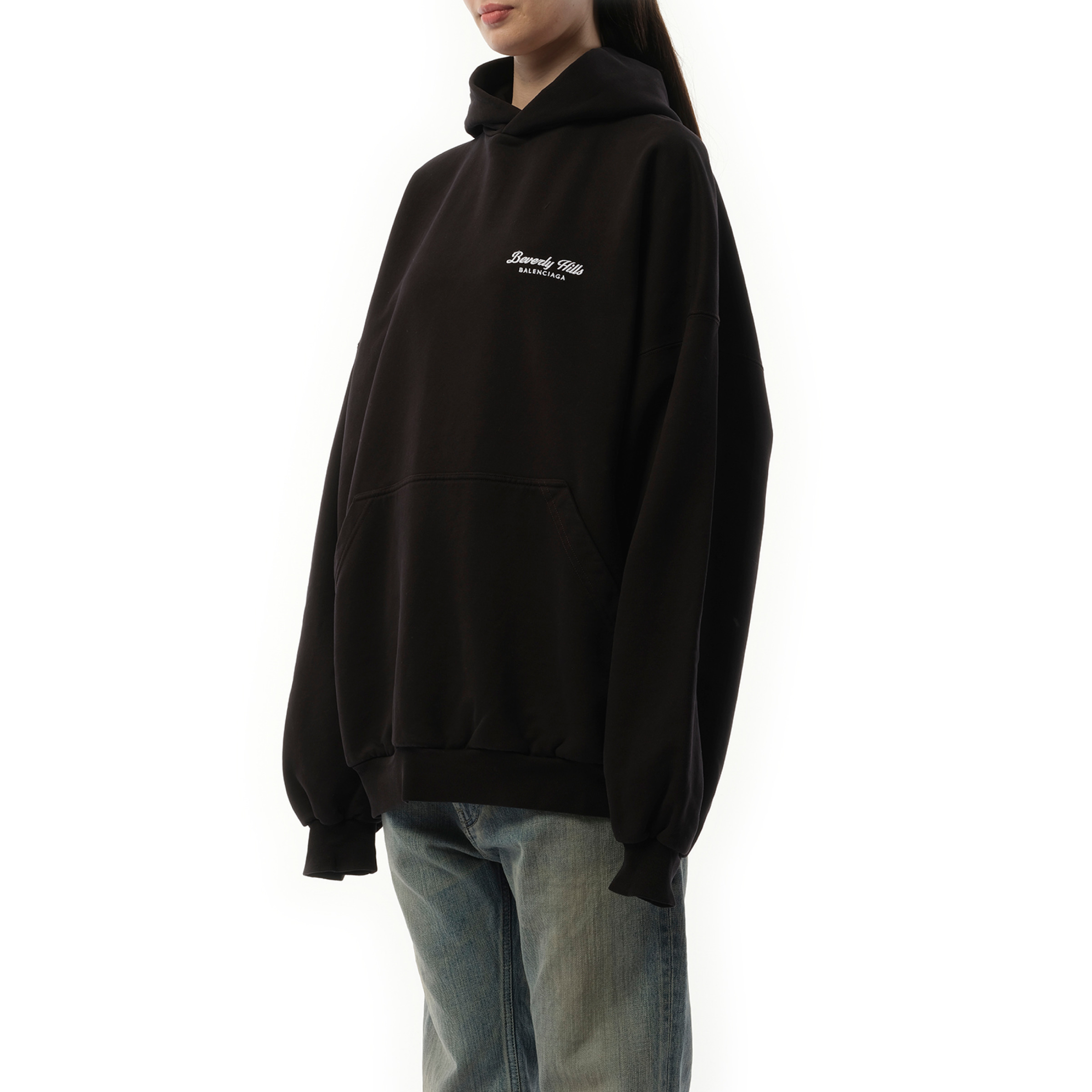 Beverly Hills Large Fit Hoodie in Washed Black - 4