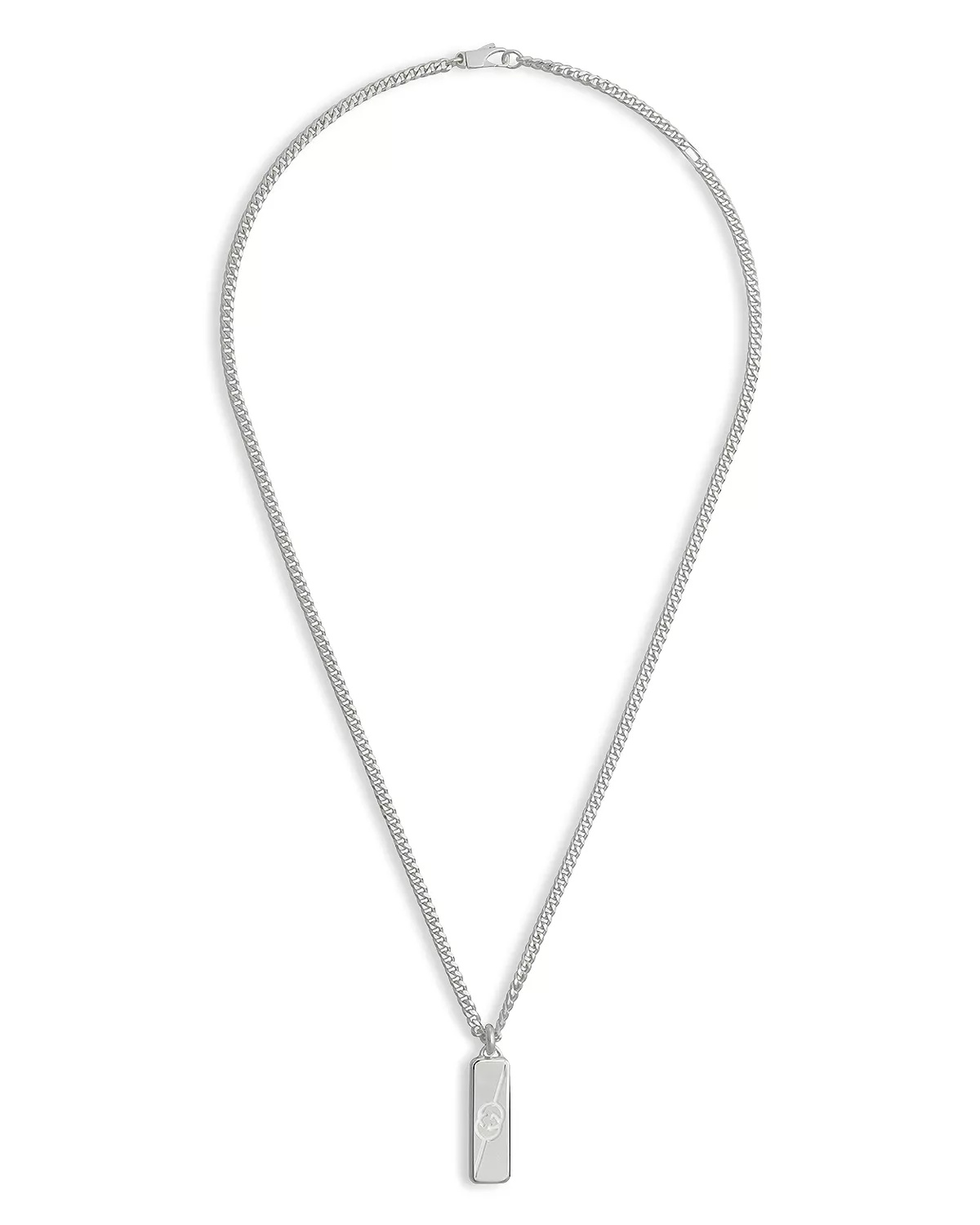 Sterling Silver Diagonal Interlocking G Tag Charm Necklace, 20" - 1