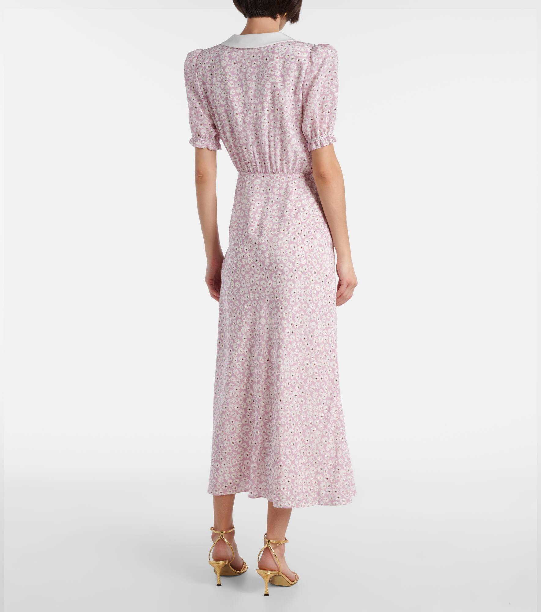 Flower silk midi dress - 3
