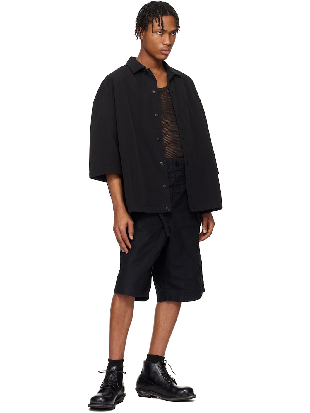 Black Mamo Cargo Shorts - 4