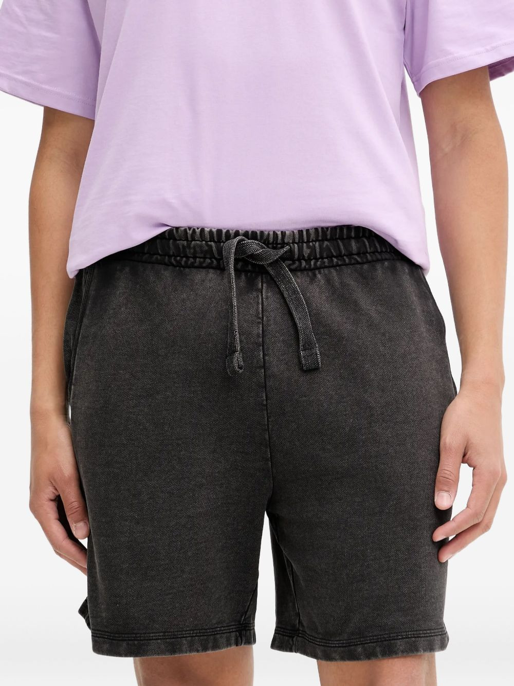 drawstring-fastening acid-wash shorts - 3
