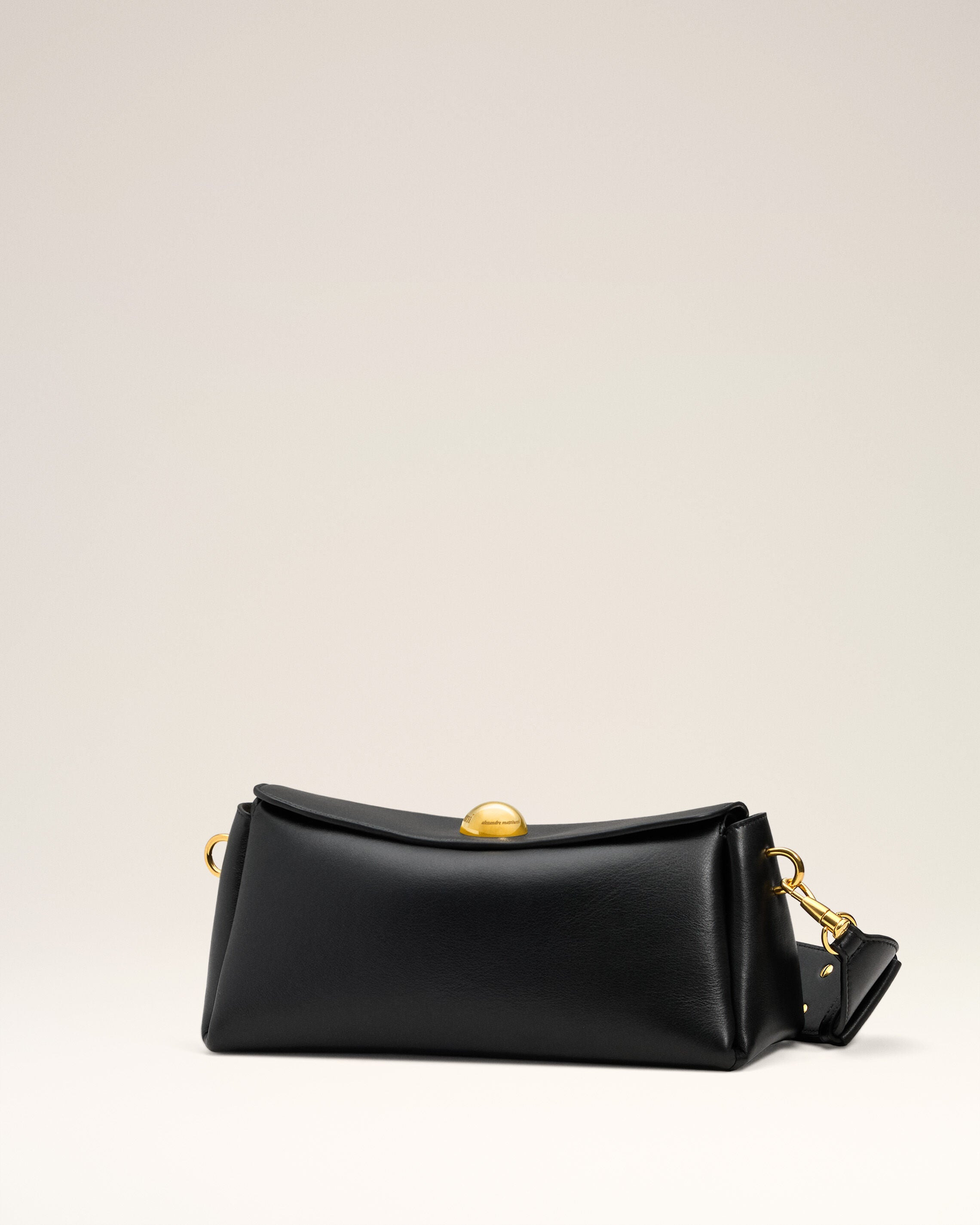 BLACK LEATHER CARROUSEL BAG - 4