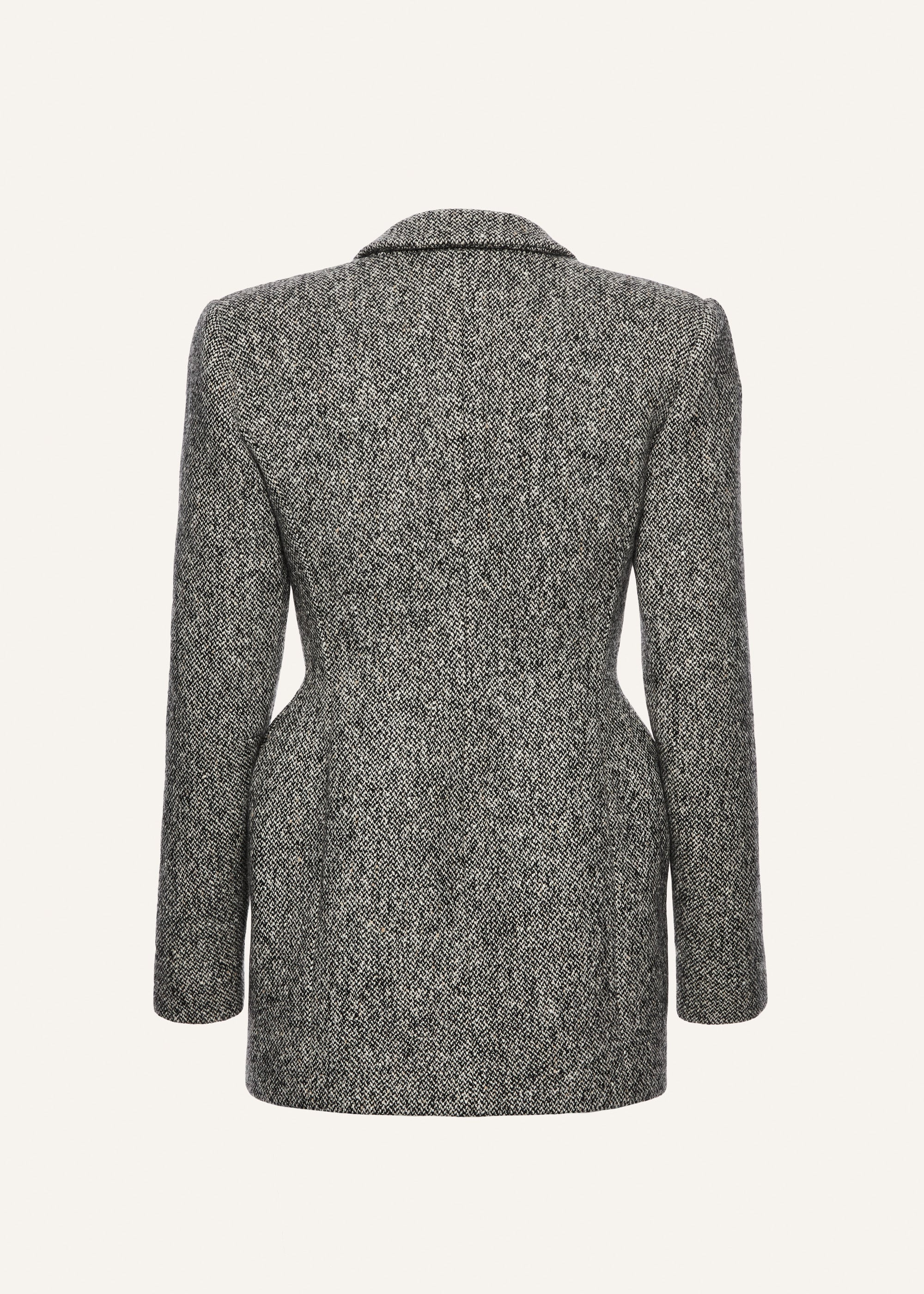 Sculpted hourglass blazer in grey melange - 2