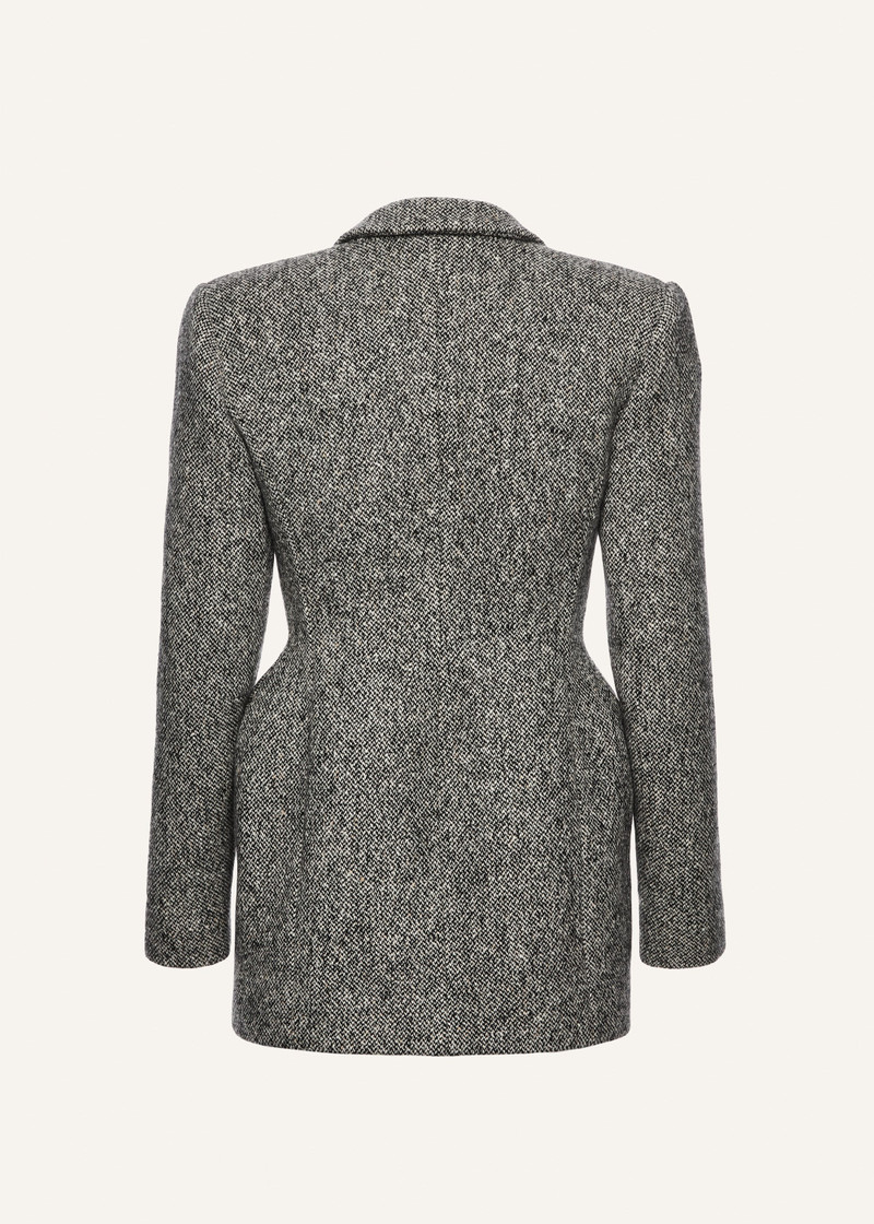 Sculpted hourglass blazer in grey melange 2