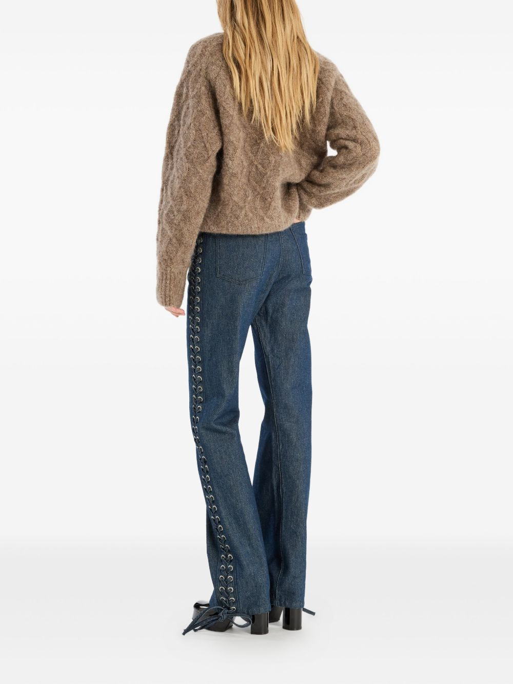 logo-patch tie-details jeans - 2