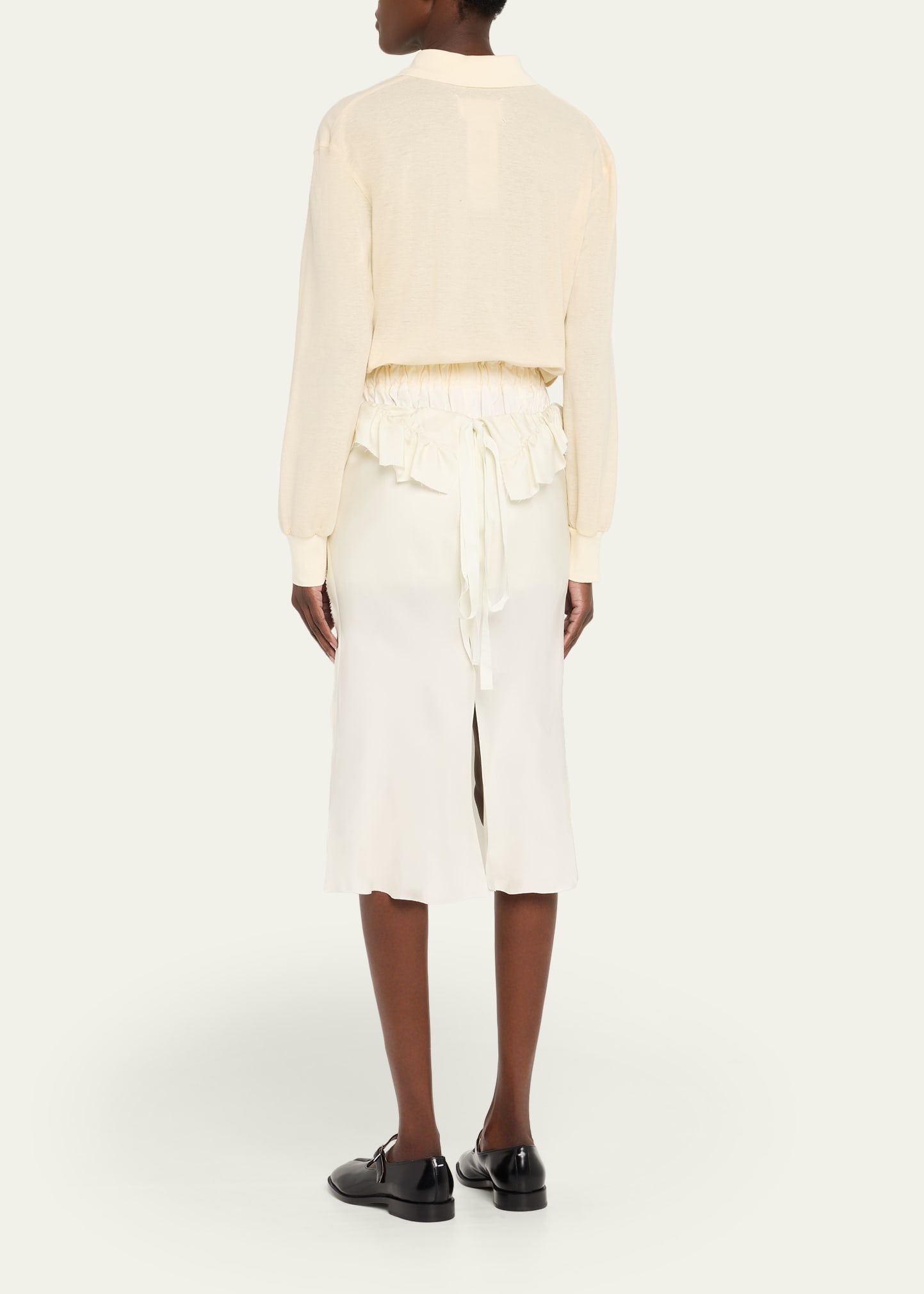 Mixed-Media Silk Midi Polo Dress - 3