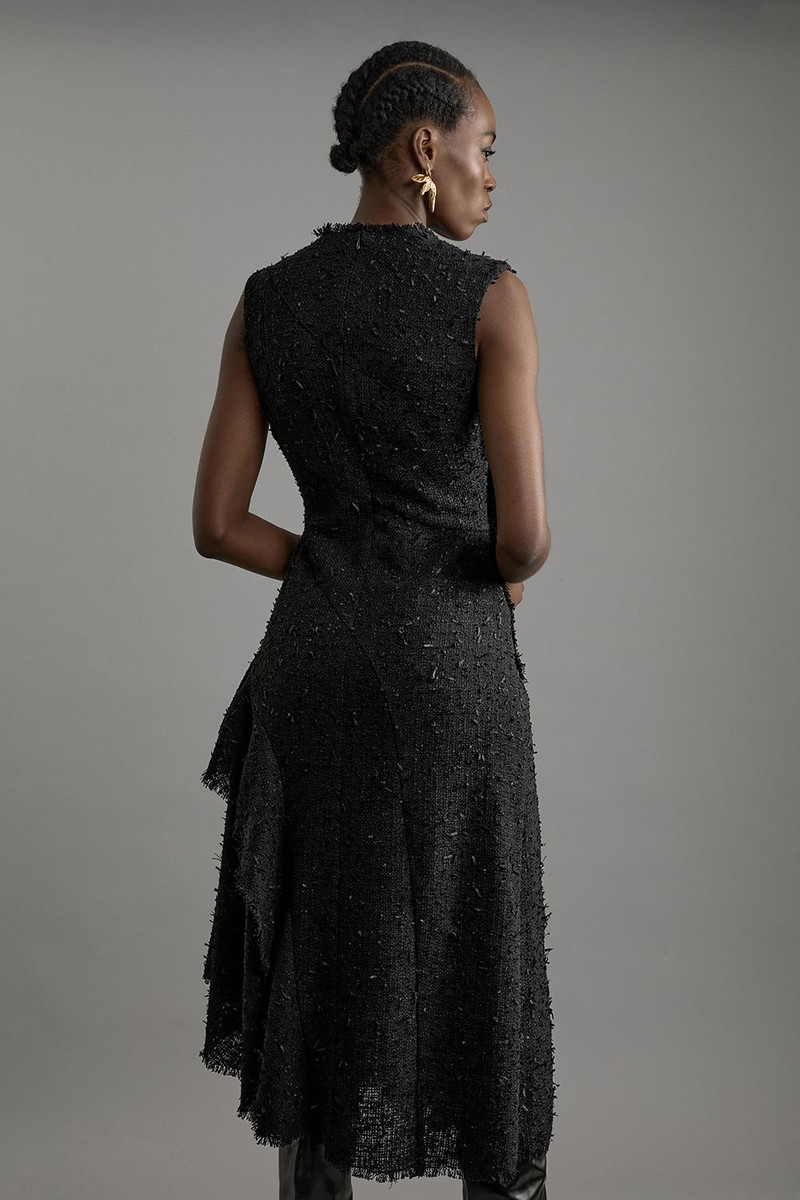Metallic Boucle Tailored Sleeveless Asymmetric Midaxi Dress 6