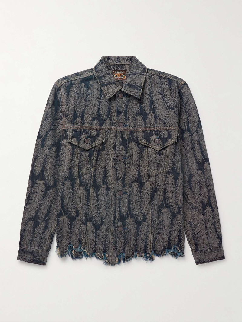 Magpie Distressed Denim-Jacquard Jacket 1