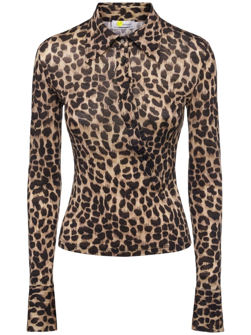 Printed wool jersey top - 1