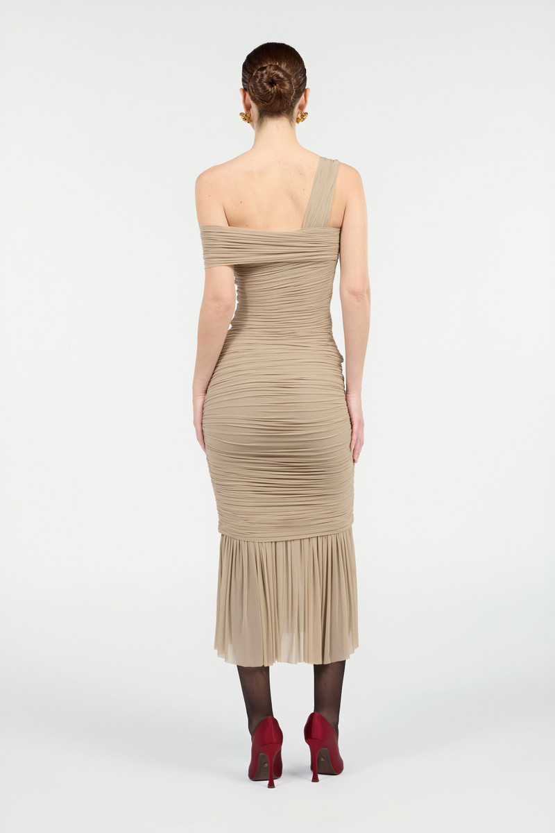Nude Midi Dress With Ruffles 4
