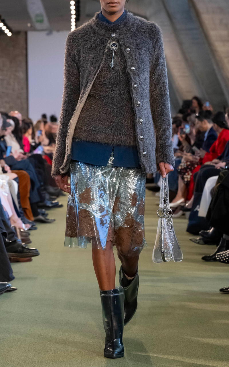 rabanne Lace-Trimmed Knee-Length Skirt silver outlook