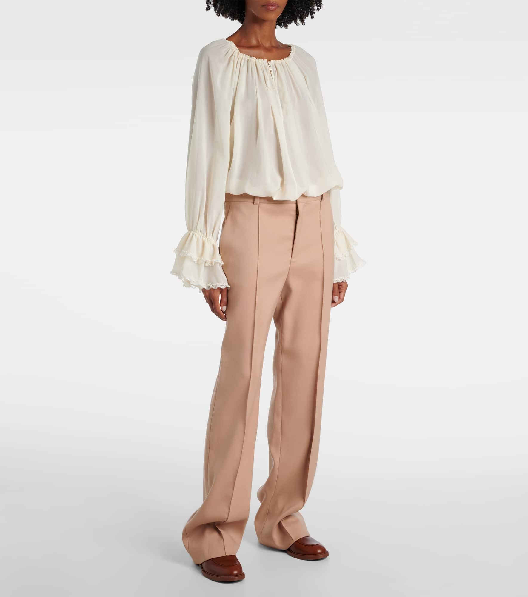 Marcie shearling-trimmed leather loafers - 3