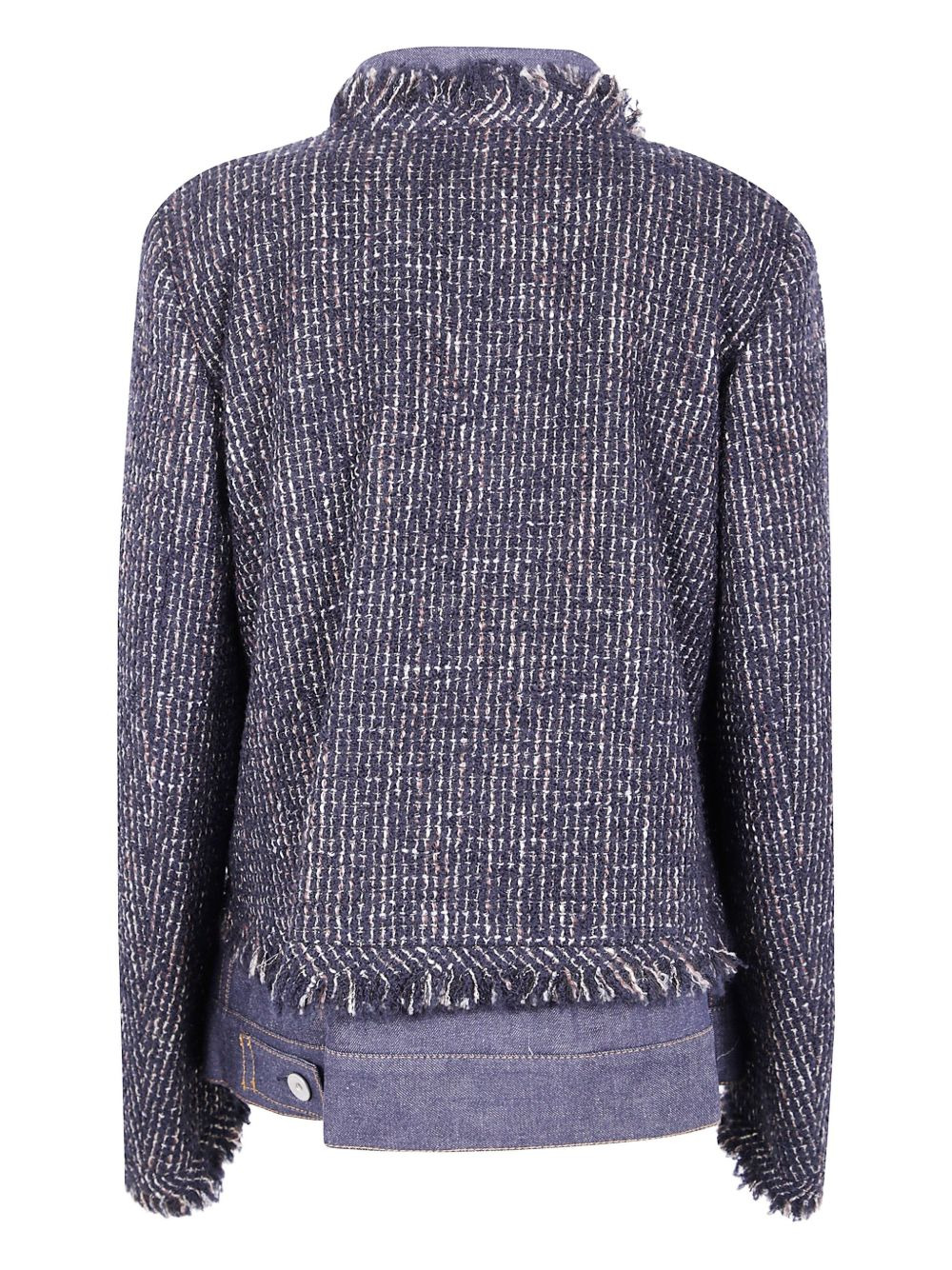 tweed-panel denim jacket - 2