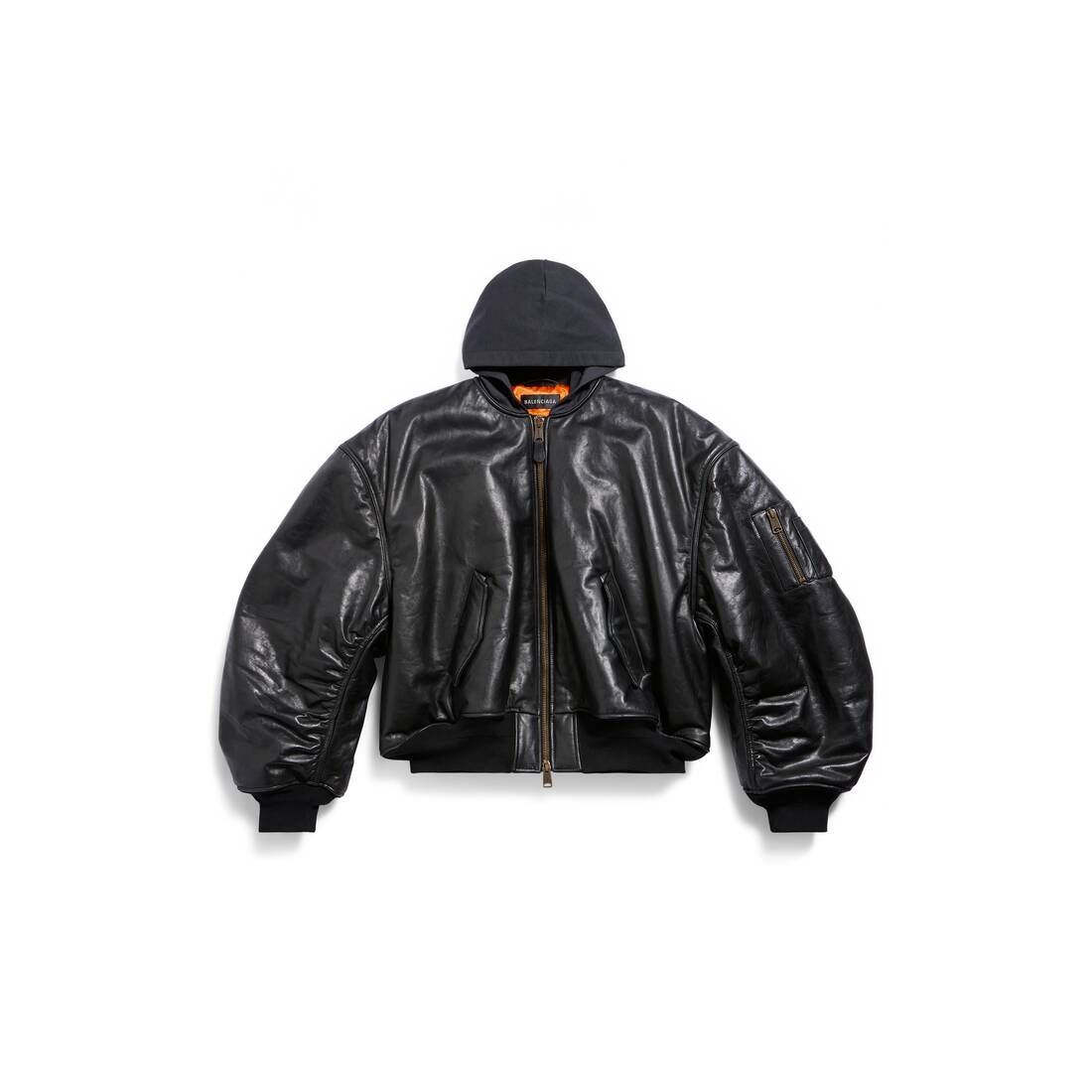 Men's Diy Metal Outline Hooded Bomber in Black - 1