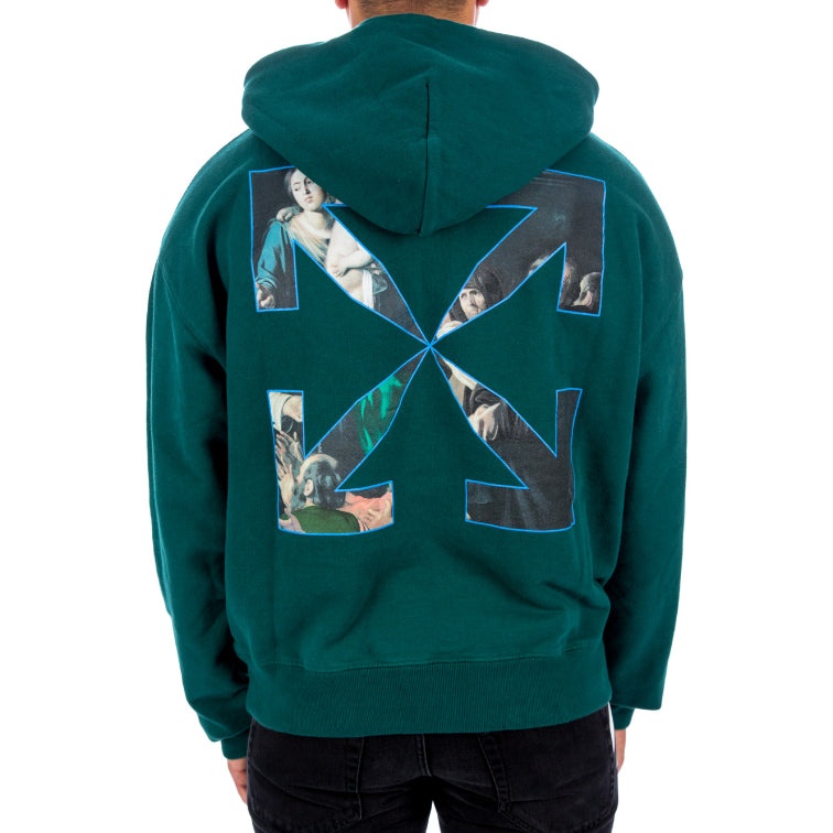 Off-White FW20 Caravaggio Loose Hooded Pullover Men Green OMBB037E20FLE0035710 - 4