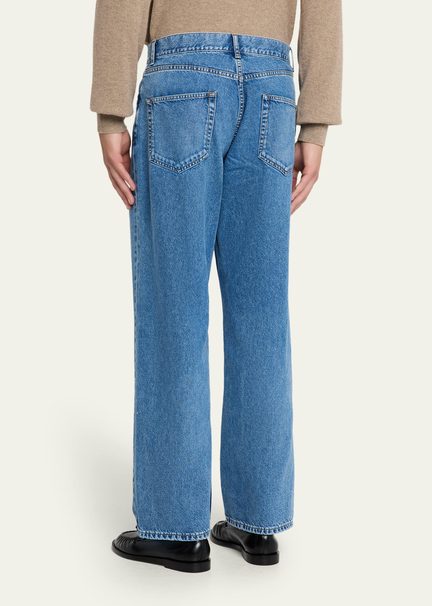 Men's Straight Fit Medium-Wash Denim Jeans - 3