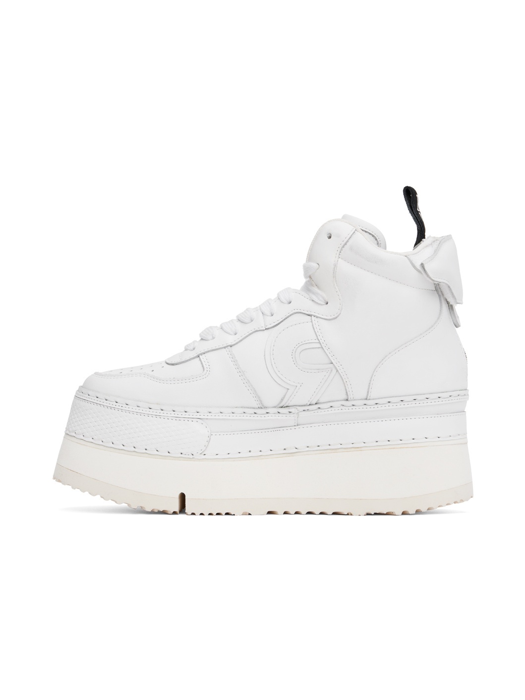 White Leather Riot High Top Sneakers - 3