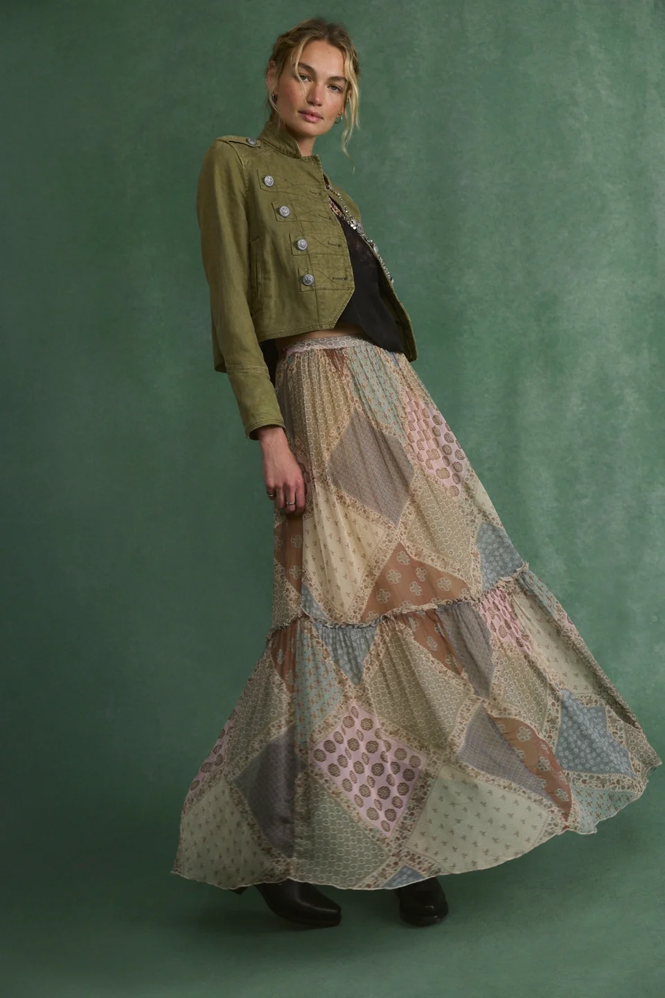 Single Whip Printed Maxi Skirt - 1
