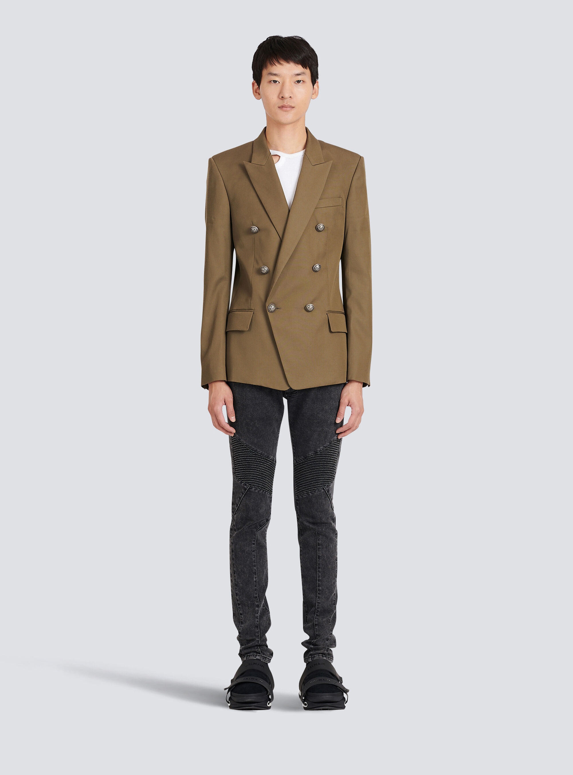 Cotton blazer with double-breasted silver-tone buttoned fastening - 3