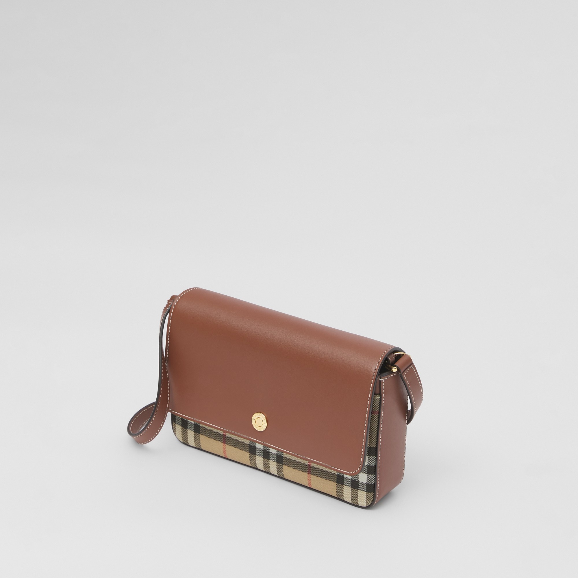 Vintage Check and Leather Penny Bag - 4