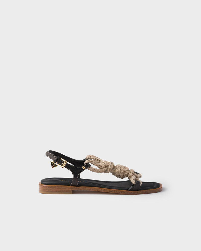 Prada Flat leather and cord sandals outlook