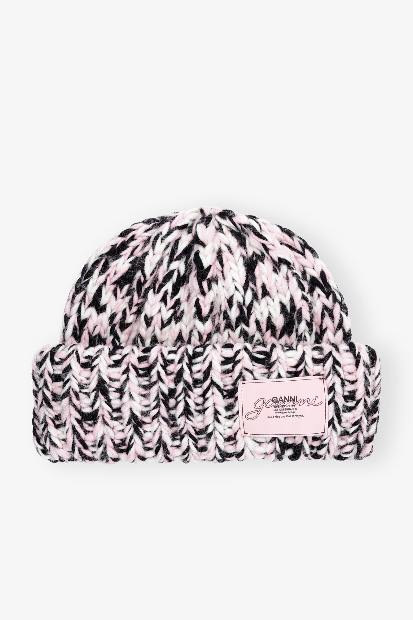 PINK WOOL HANDKNIT BEANIE - 1
