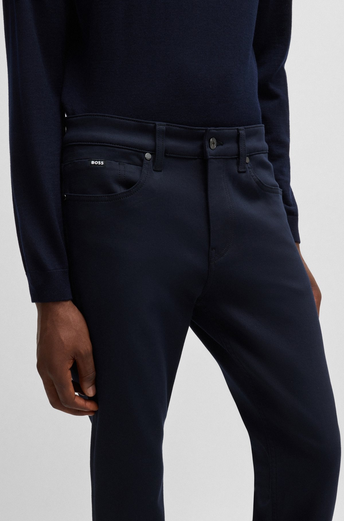 SLIM-FIT JEANS IN DARK-BLUE PERFORMANCE-STRETCH DENIM - 5