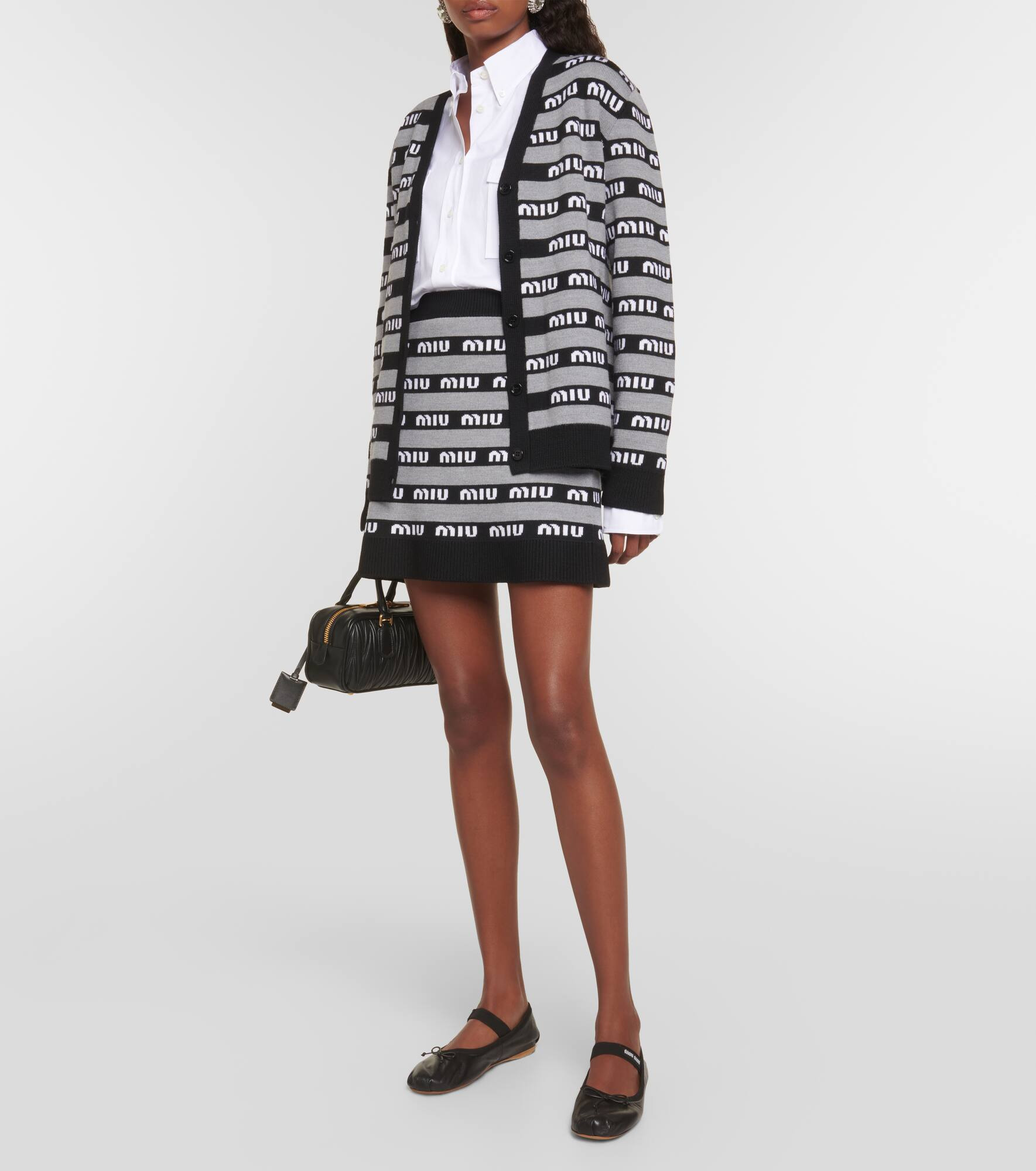 Logo jacquard wool miniskirt - 2