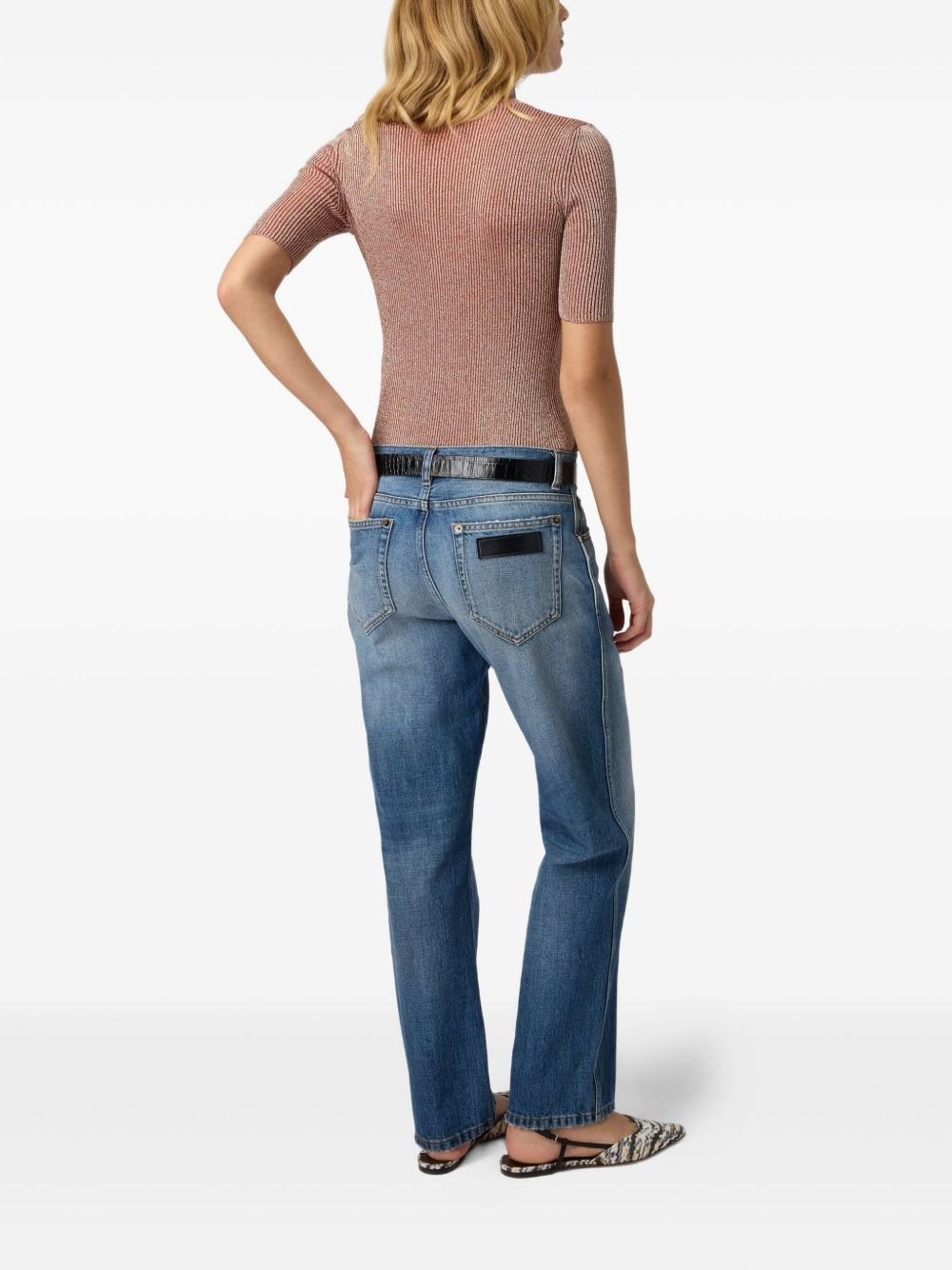 metallic-effect ribbed-knit top - 3