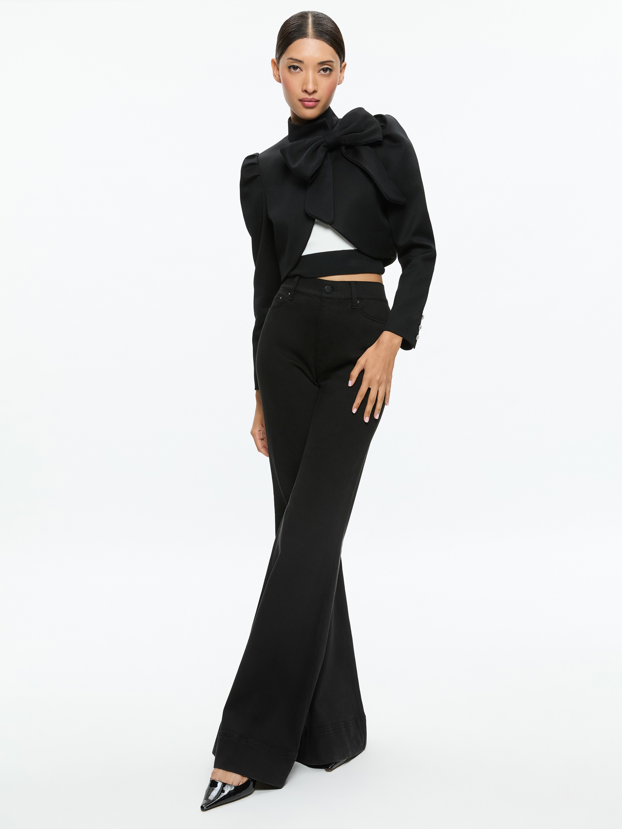 ADDISON BOW COLLAR CROPPED JACKET - 5