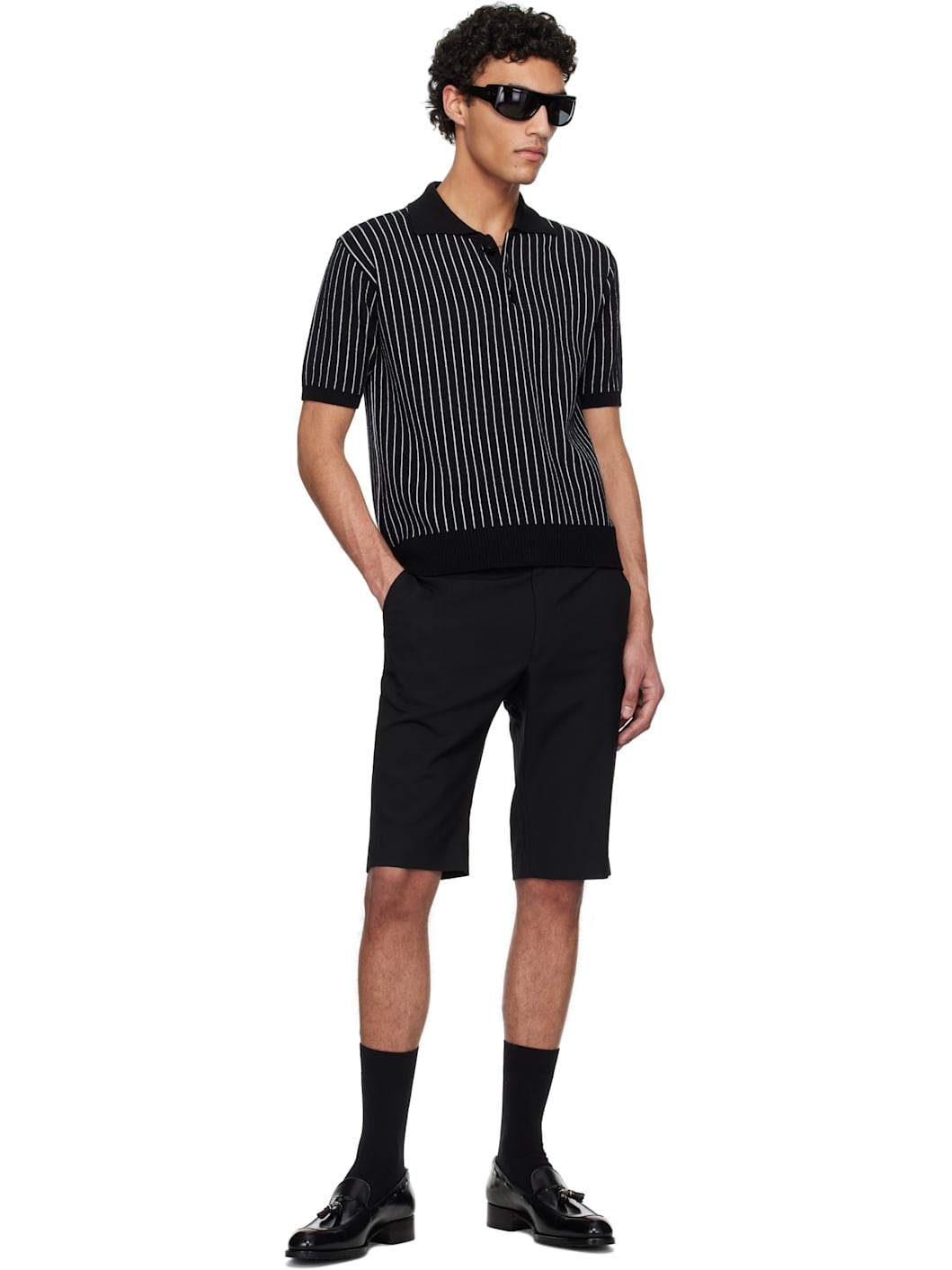 Black Long Tailored Shorts - 4