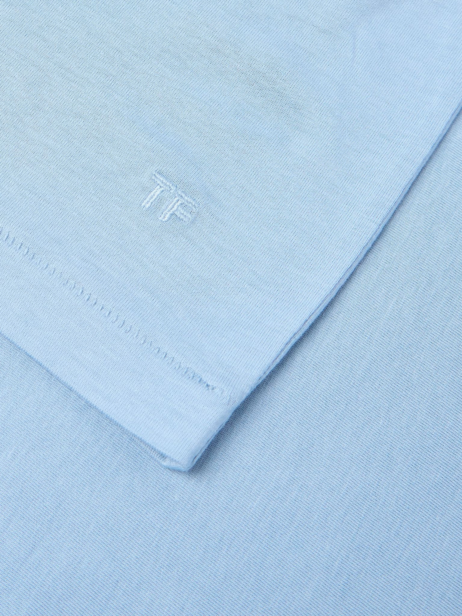 Lyocell and Cotton-Blend Jersey T-Shirt Blue - 5