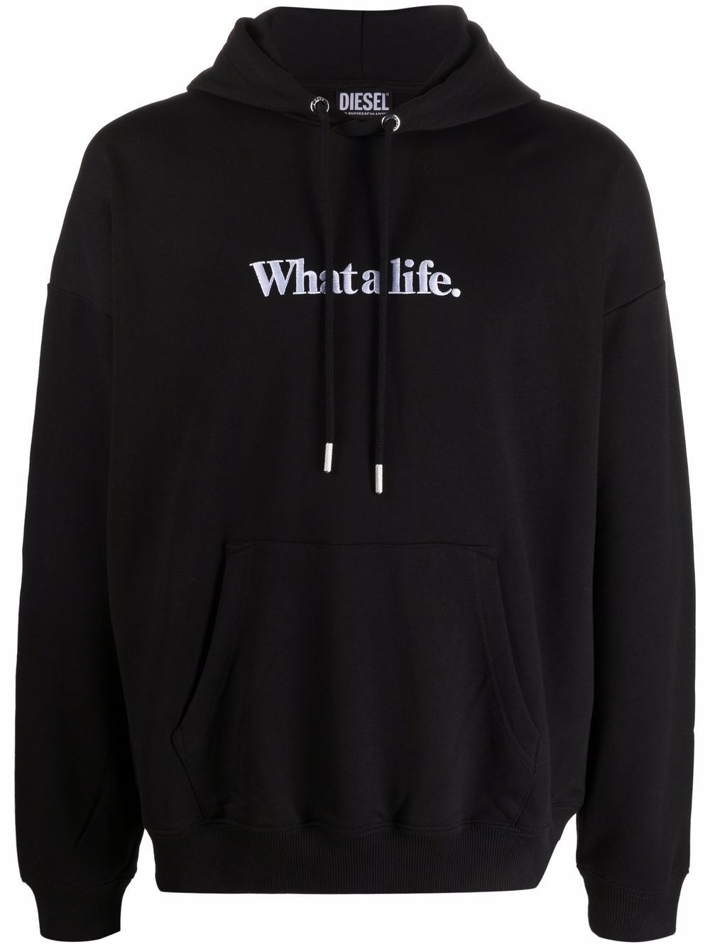 slogan-embroidery hoodie - 1