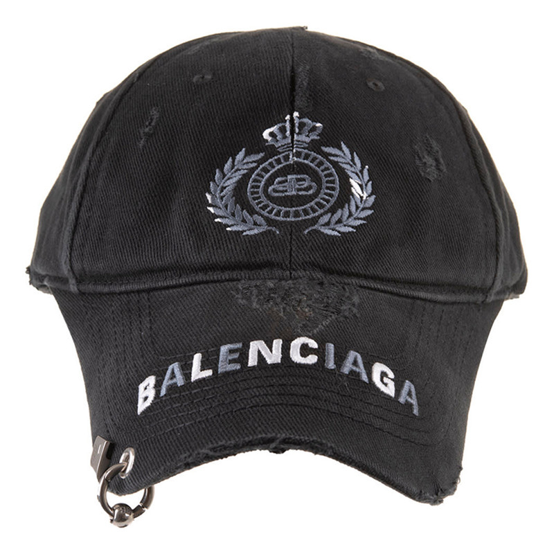 (WMNS) Balenciaga BB Destroyed Piercing Cap 'Black' 661887310B21077 1