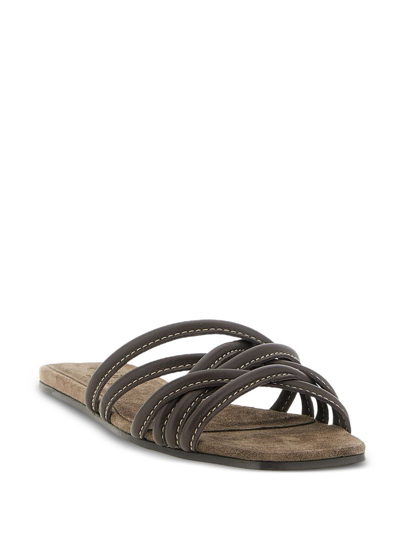 Brunello Cucinelli contrast-stitching leather sandals outlook