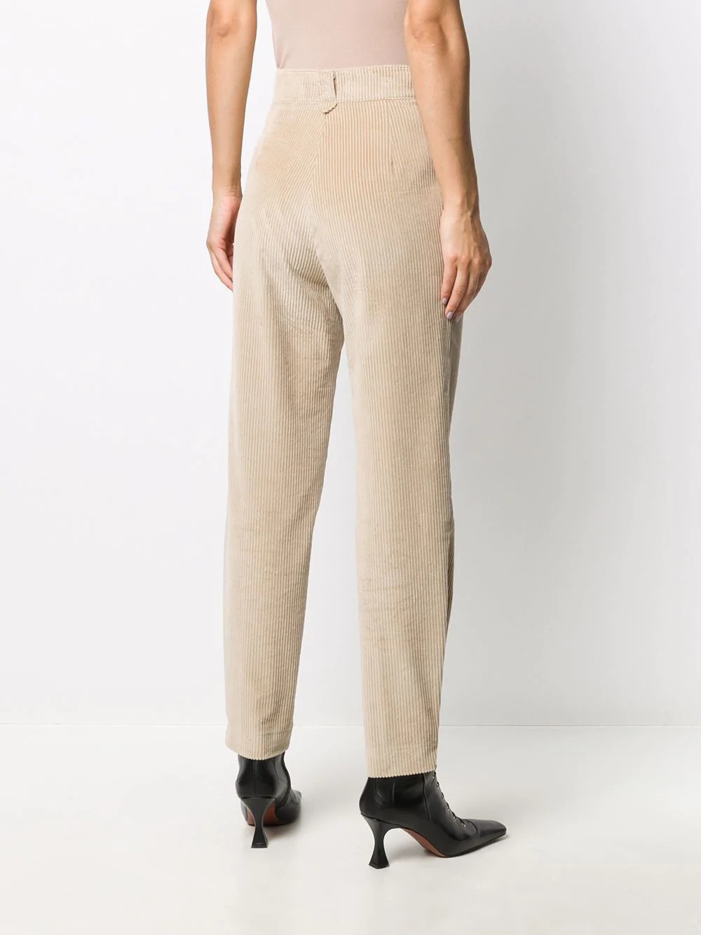 ribbed high-waisted trousers - 4