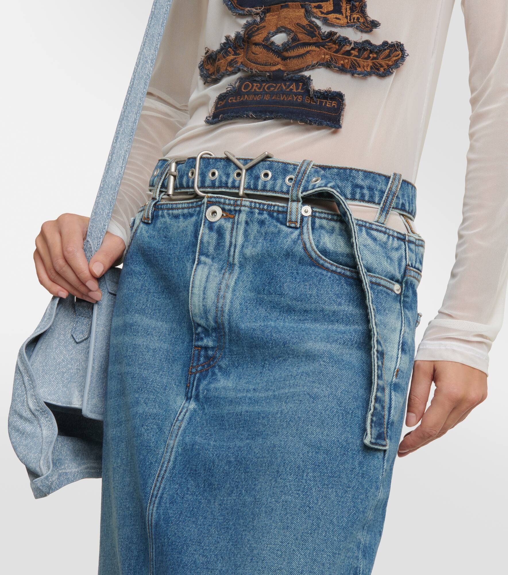 Y Belt denim maxi skirt - 4