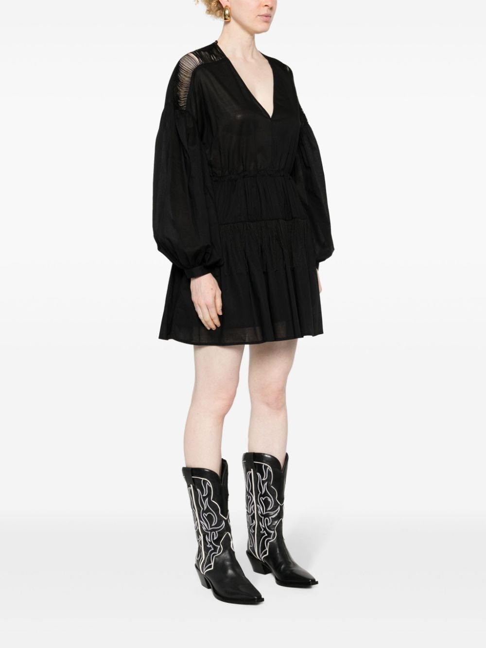 fringed flared mini dress - 3