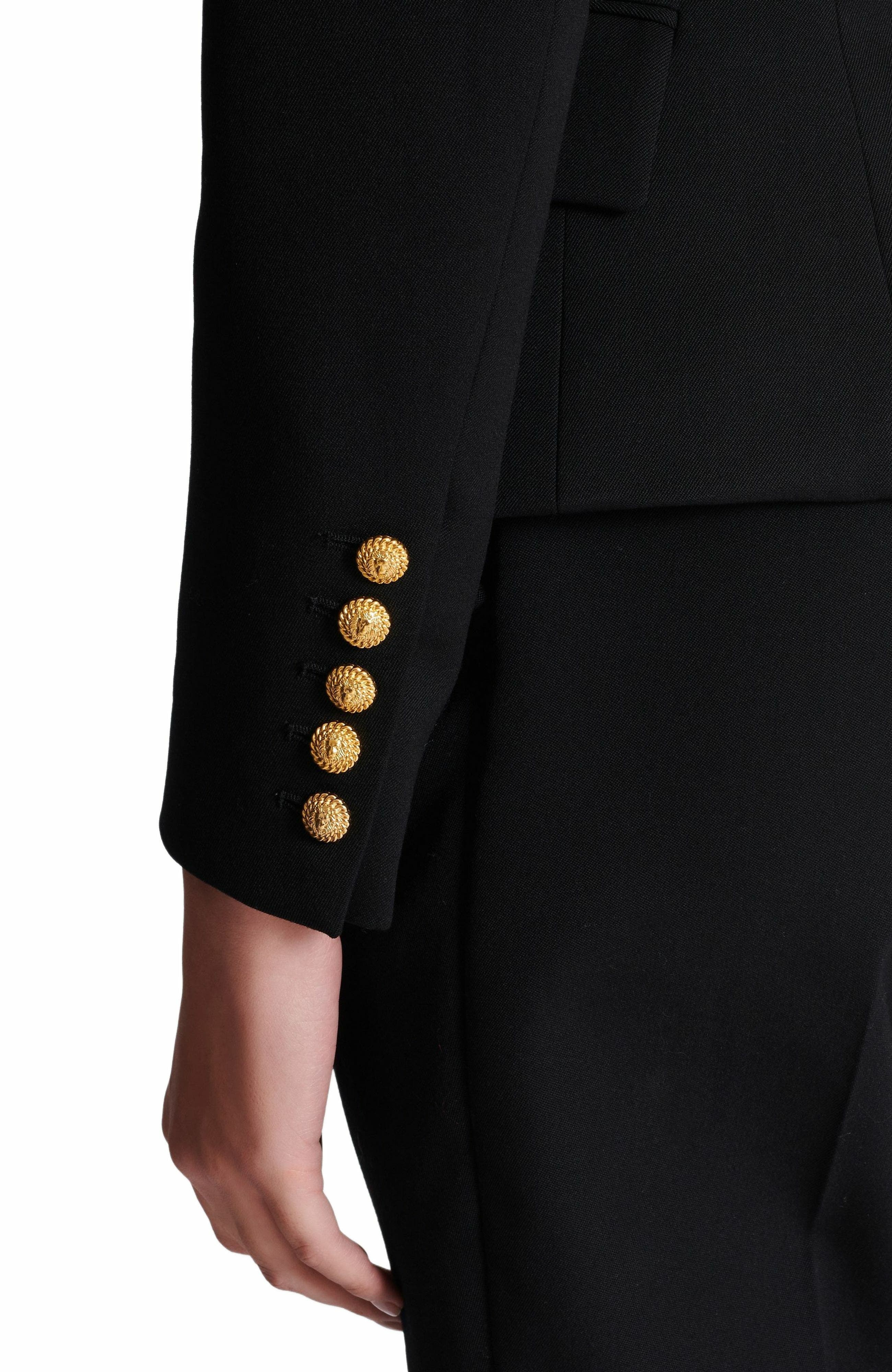 Balmain Grain de poudre 6-button fitted jacket in Black at Nordstrom - 5