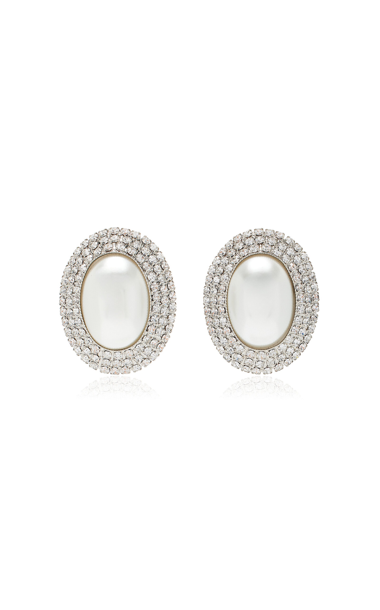 Crystal-Trimmed Pearl Earrings silver - 1