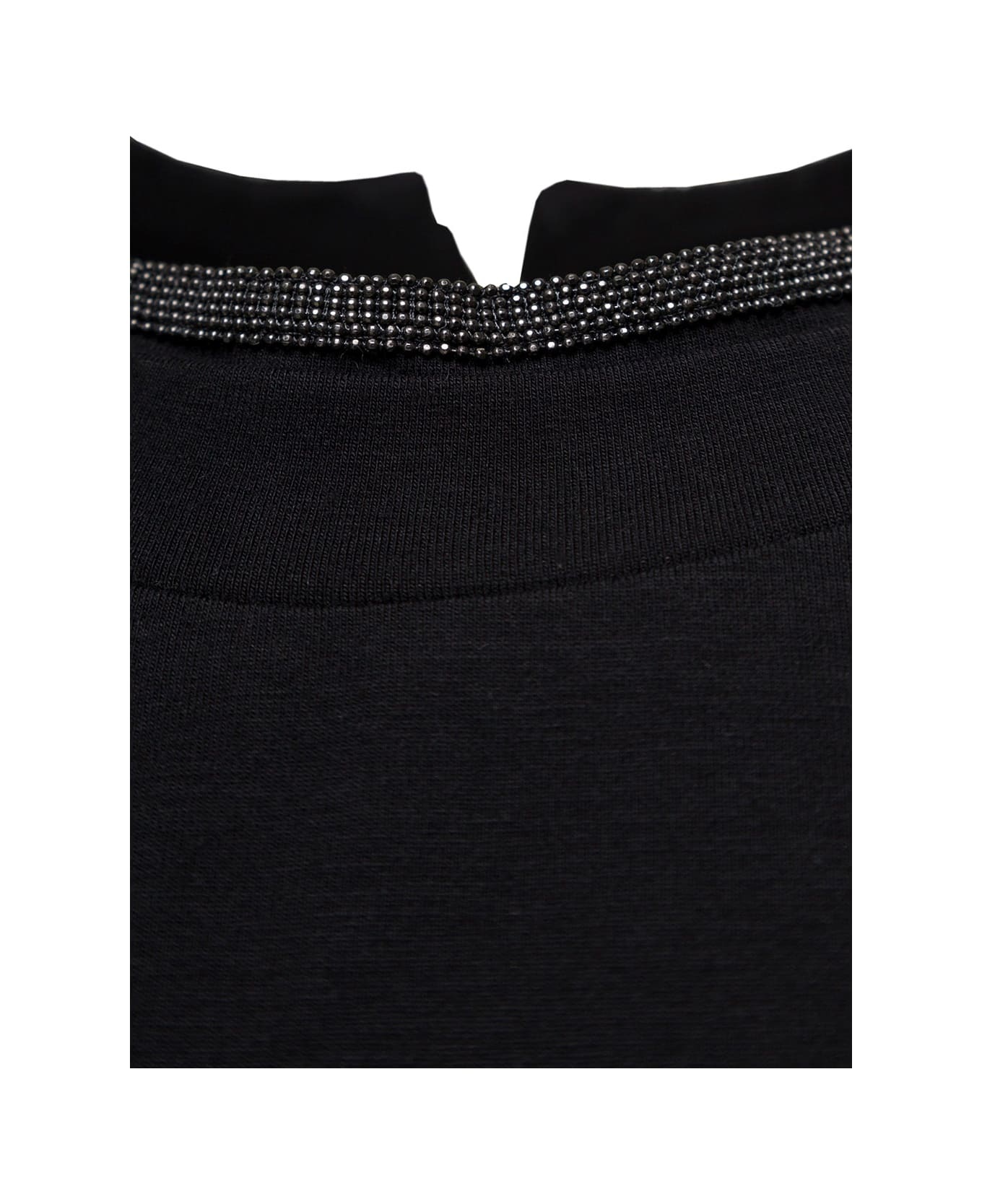 Black T-shirt With Monile Detail In Cotton Woman Brunello Cucinelli - 3