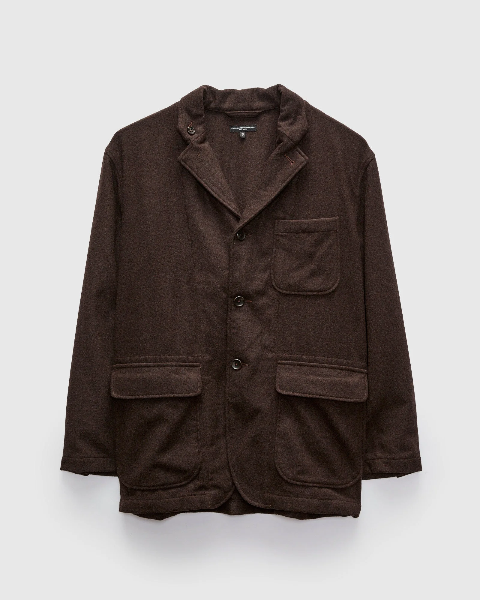 Loiter Jacket in Dark Brown Poly Wool Heavy Flannel - 1