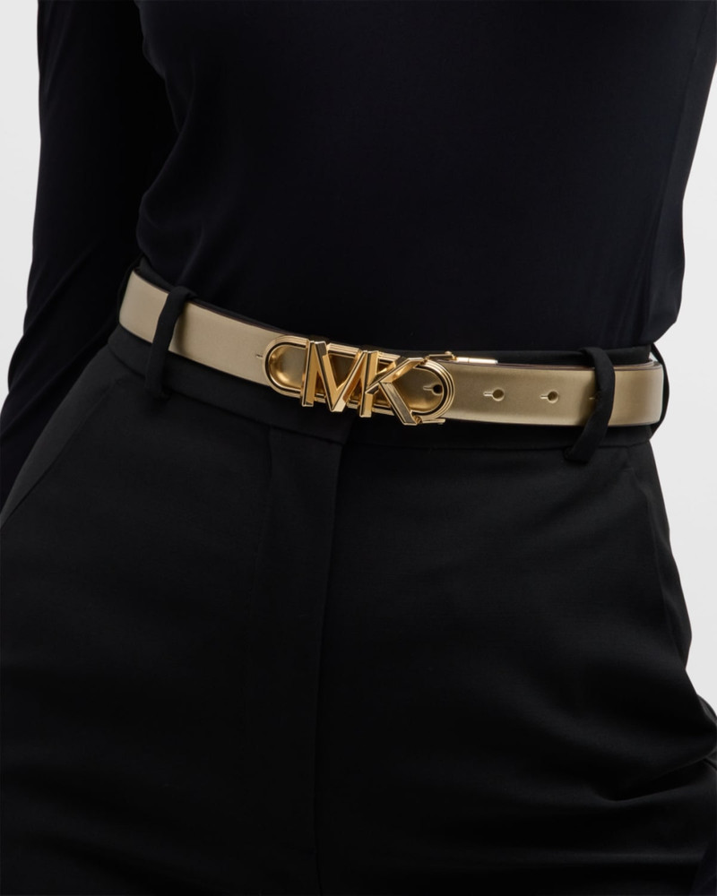 MICHAEL KORS Metallic MK Reversible Leather Belt outlook