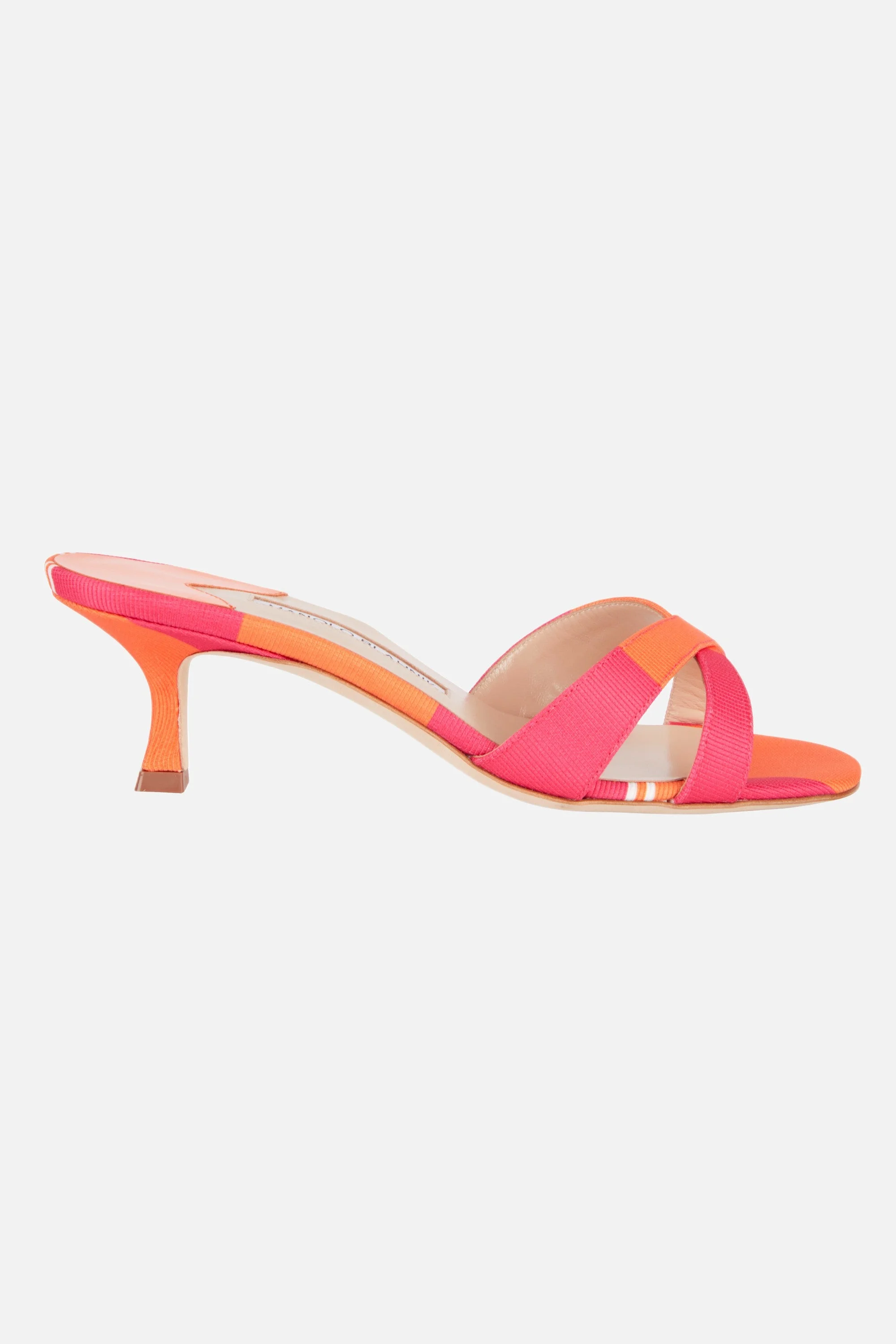 Callamu Shoe in Hot Pink & Orange Taffeta Faille - 1