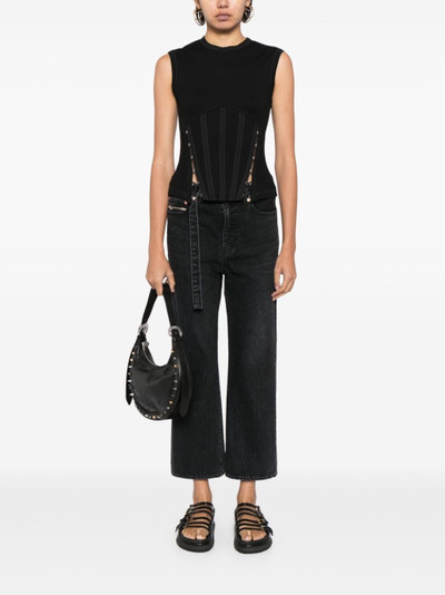 sacai straight-leg belted cropped jeans outlook