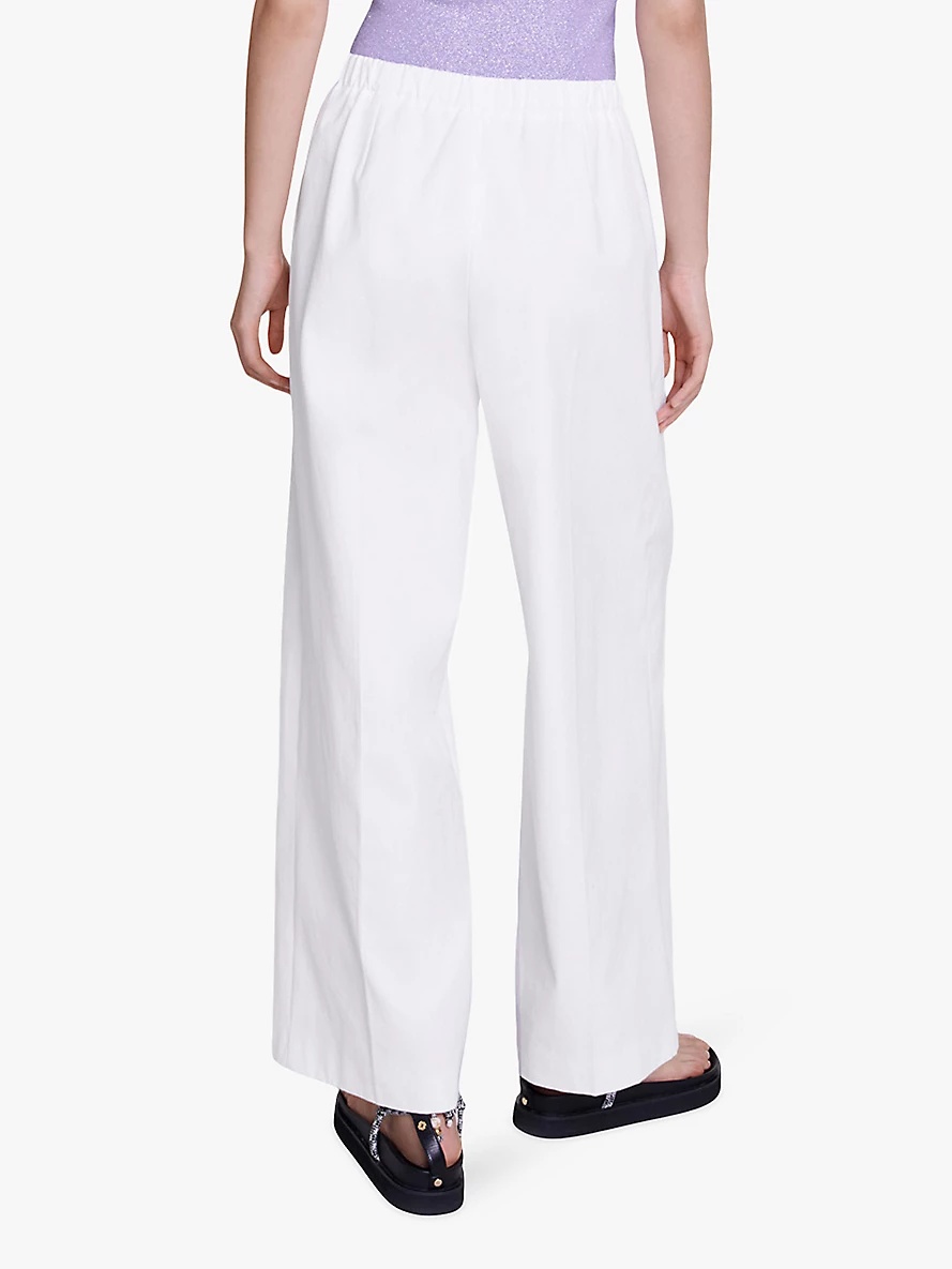 Wide-leg high-rise cotton trousers - 4