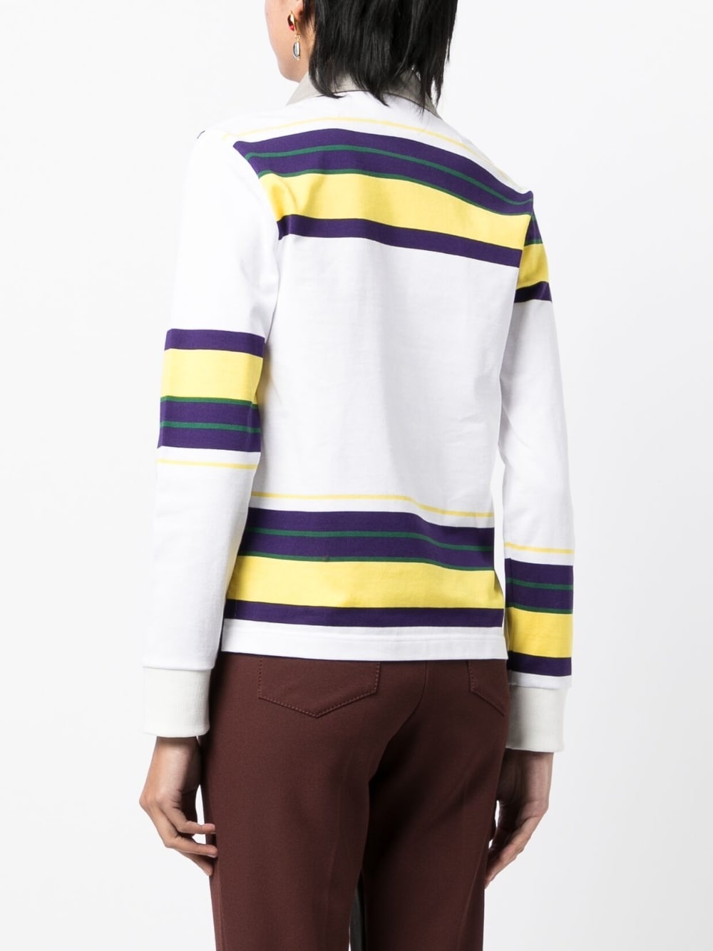 deconstructed collar striped sweatshirt - 4