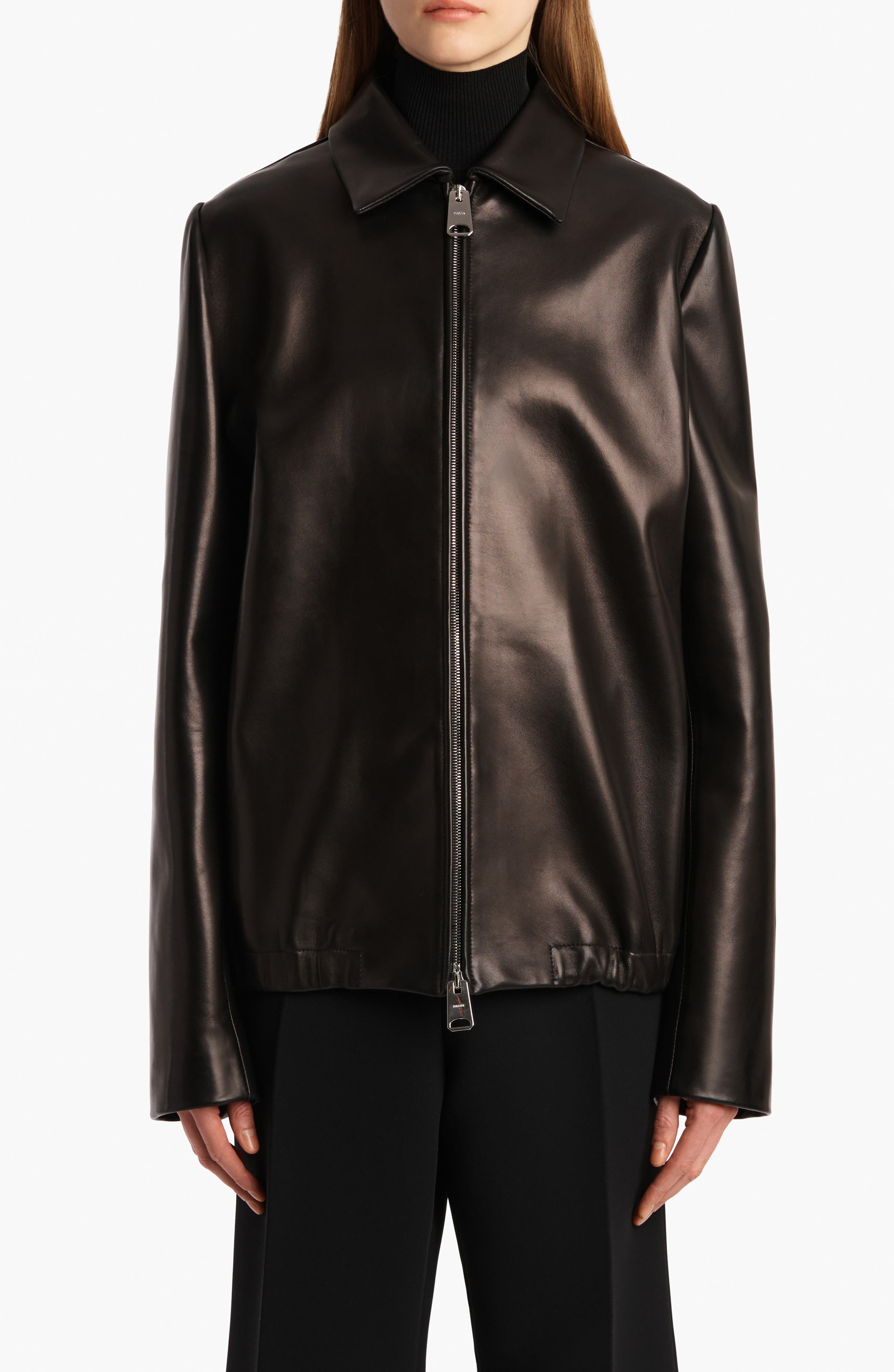 Khaite Jackson Lambskin Leather Jacket in Black at Nordstrom - 1
