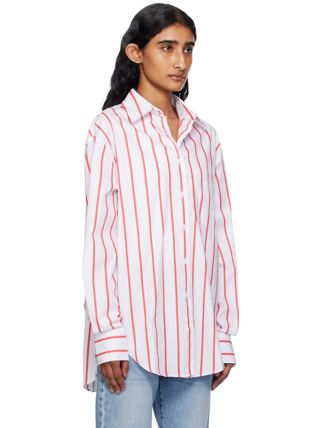 White & Red Lui Striped Cotton Shirt - 2