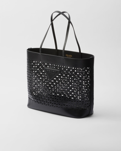 Prada Large perforated leather tote bag outlook
